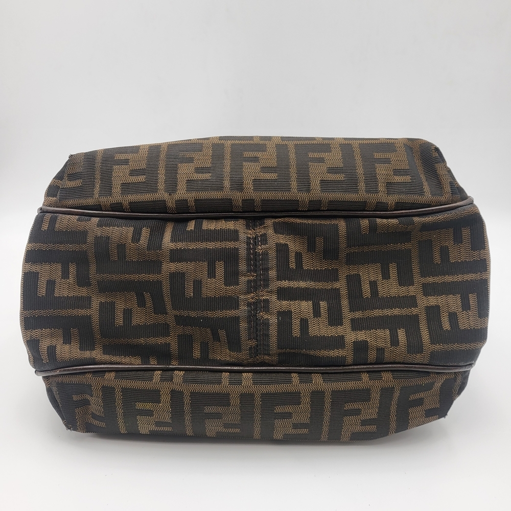 FENDI Shoulder Bag Brown Black Zucca Canvas Leather Authentic.. - Picture 7 of 16